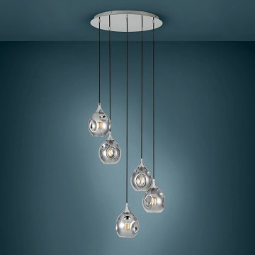 Eglo 39682 - Pendel på wire BREGALLA 5xE27/40W/230V sort/røget