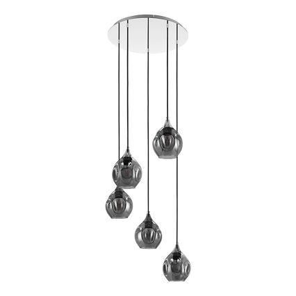 Eglo 39682 - Pendel på wire BREGALLA 5xE27/40W/230V sort/røget
