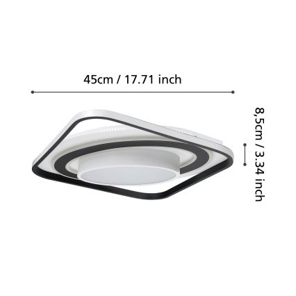Eglo - LED loftlampe dæmpbar LED/21,5W/230V + LED/10,5W + LED/3W 3000-6500K sort + fjernbetjening
