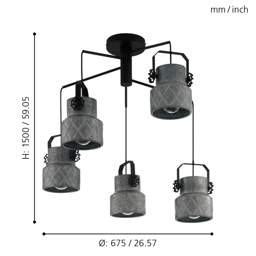 Eglo - Loftlampe 5xE27/40W/230V