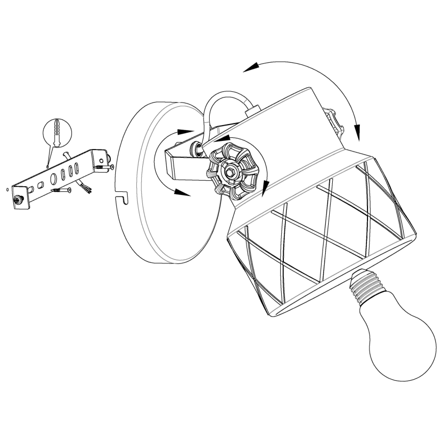 Eglo 39868 - Væglampe HILCOTT 1xE27/40W/230V