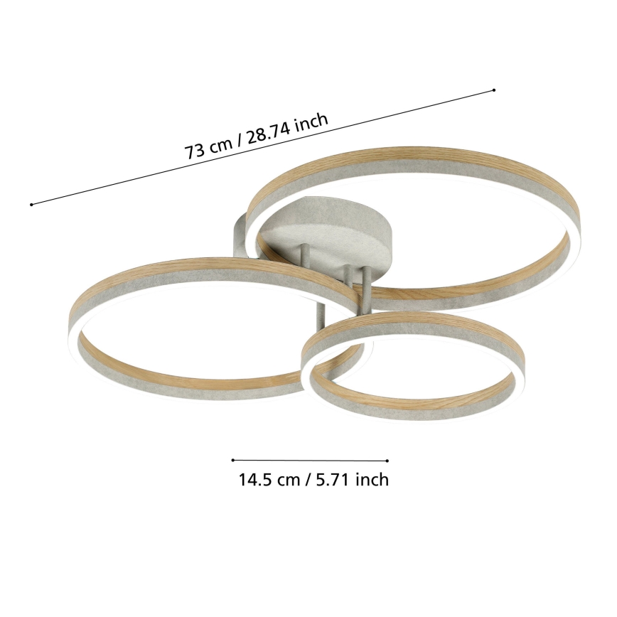 Eglo - LED loftlampe dæmpbar LED/12,5W/230V + 2xLED/15,5W 3000K grå/eg