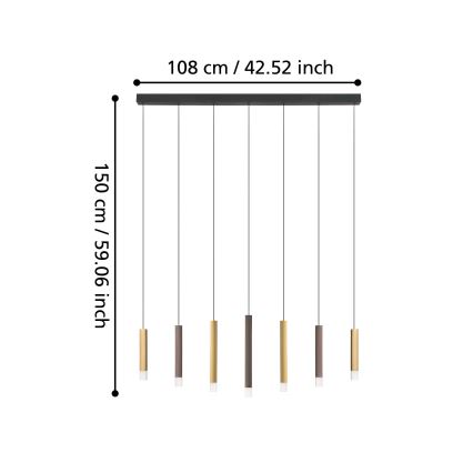 Eglo - LED pendel dæmpbar 7xLED/3,1W/230V 3000K antracit/guldfarvet