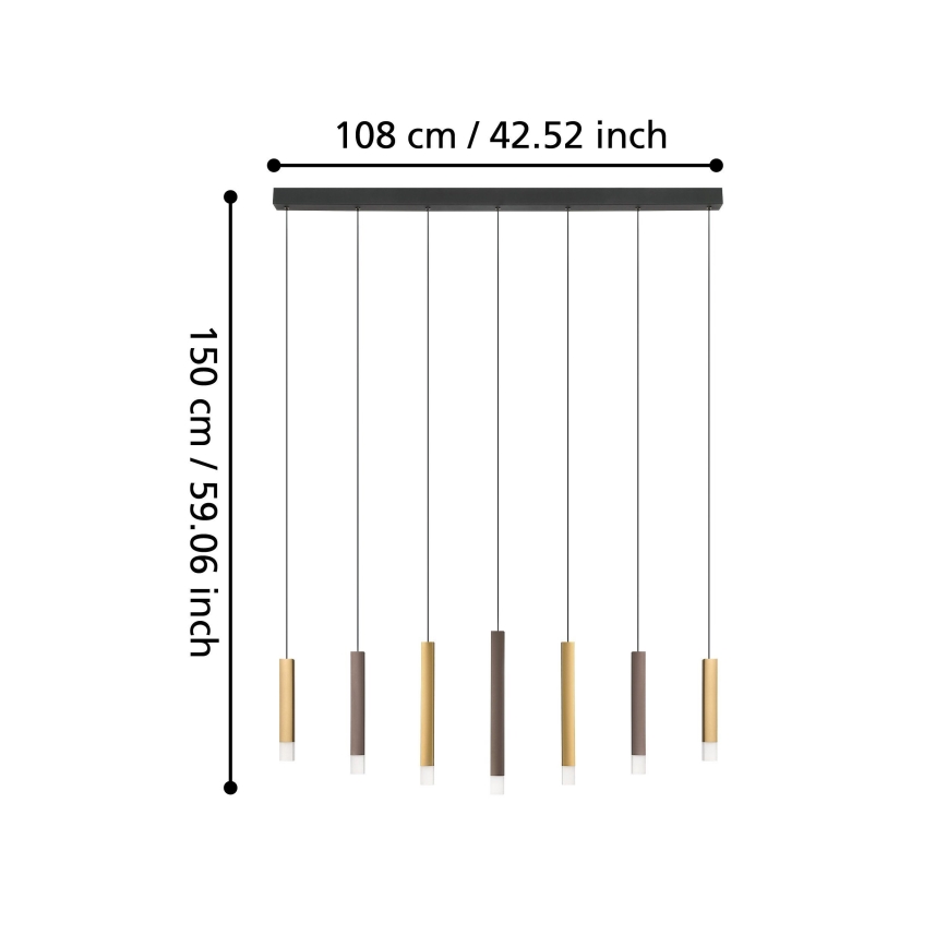 Eglo - LED pendel dæmpbar 7xLED/3,1W/230V 3000K antracit/guldfarvet