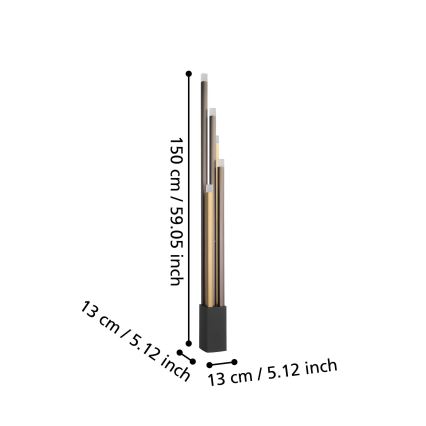 Eglo - LED gulvlampe dæmpbar 5xLED/3,7W/230V 3000K antracit/guldfarvet