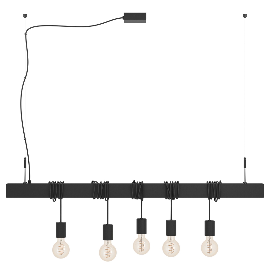 Eglo - Pendel TOWNSHEND 5xE27/40W/230V sort