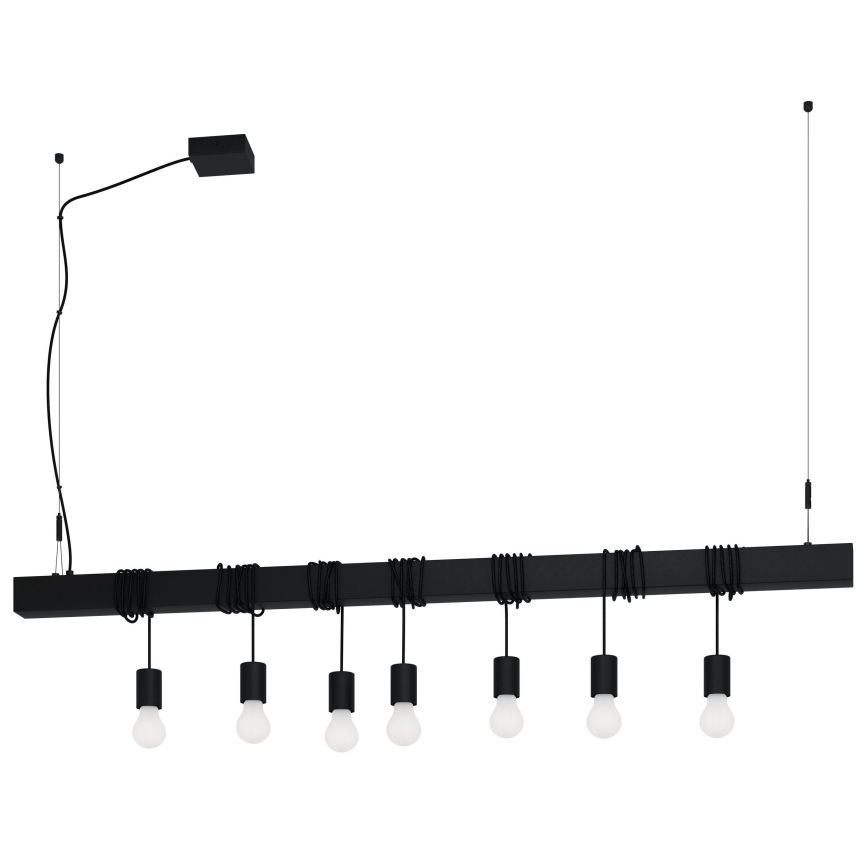 Eglo - Pendel TOWNSHEND 7xE27/40W/230V sort