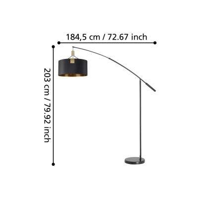 Eglo - Gulvlampe 3xE27/40W/230V sort/guldfarvet