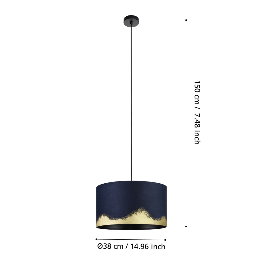 Eglo - Pendel 1xE27/40W/230V diameter 38 cm blå/guldfarvet