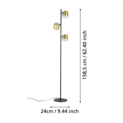 Eglo - LED gulvlampe 3xGU10/4,6W/230V 3000K guldfarvet