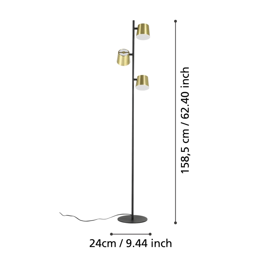 Eglo - LED gulvlampe 3xGU10/4,6W/230V 3000K guldfarvet