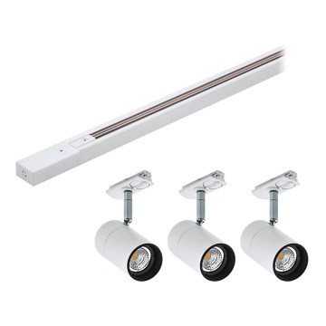 Eglo - 3x Spotlampe 1xGU10/5W/230V + skinnesystem hvid