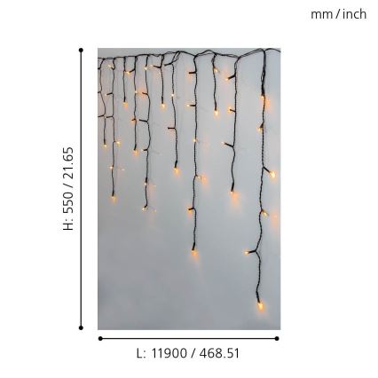 Eglo 410824 - Udendørs LED julelyskæde 480xLED/17x0,55 m IP44 varm hvid