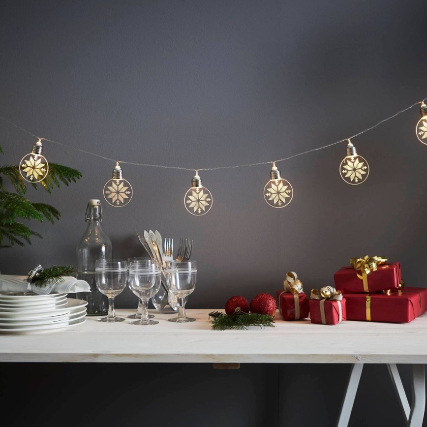 Eglo 411112 - LED julekæde ORNAMENT 10xLED/3xAA 2,4 m varm hvid