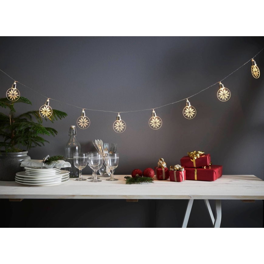 Eglo 411112 - LED julekæde ORNAMENT 10xLED/3xAA 2,4 m varm hvid
