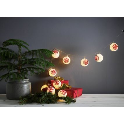 Eglo 411113 - LED julekæde ORNAMENT 10xLED/3xAA 1,65m varm hvid
