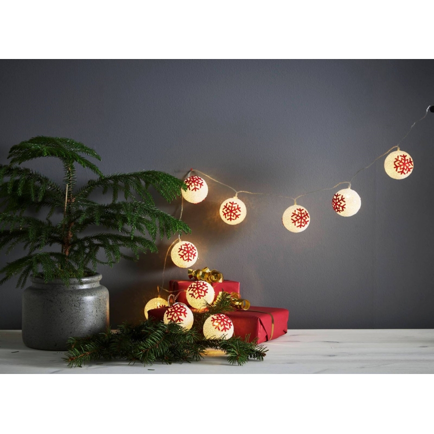 Eglo 411113 - LED-lyskæde ORNAMENT 10xLED/3xAA 1,65 m varm hvid