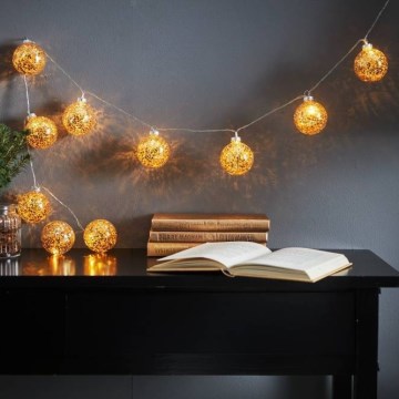 Eglo 411115 -  LED  lyskæde GLITTER 10xLED/2xAA 1,65m varm hvid