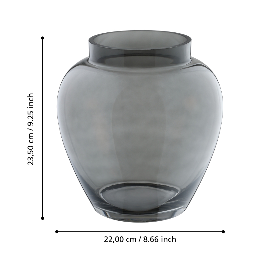 Eglo 421211 - Glasvase ASINDRO 23,5x22 cm sort/røget
