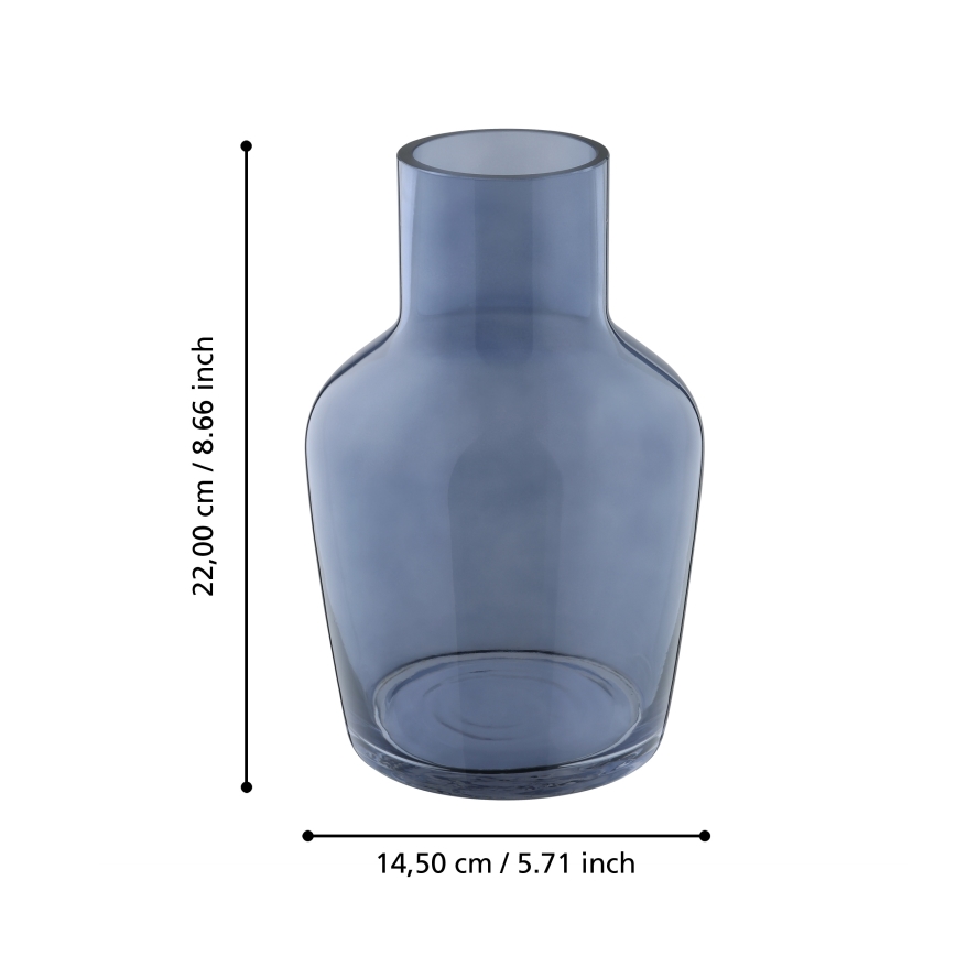 Eglo 421219 - Glasvase SIRANANA 22 x 14,5 cm blå/røgfarvet