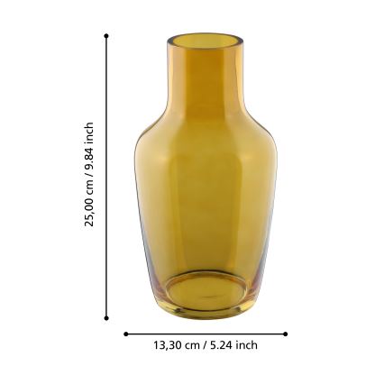 Eglo 421223 - Glasvase SIRANANA 25x13,3 cm gul/røget