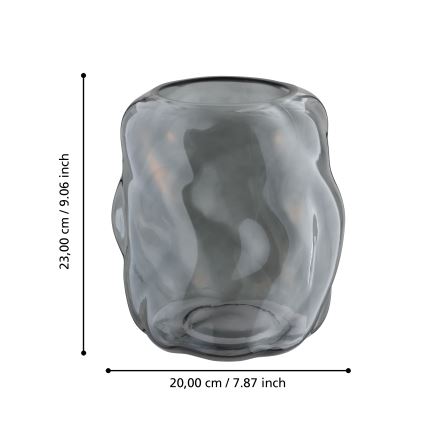 Eglo 421239 - Glasvase MAROSAVA 23x20 cm sort/røgfarvet