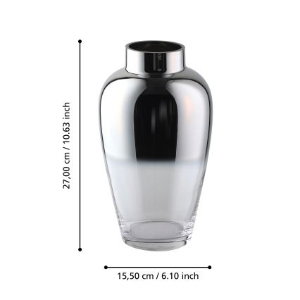 Eglo 421359 - Glasvase KENYASI 27 x 15,5 cm, blank krom
