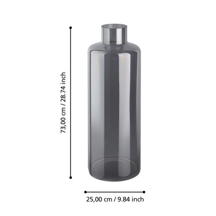Eglo 421381 - Glasvase NABAS 73x25 cm sort/røget
