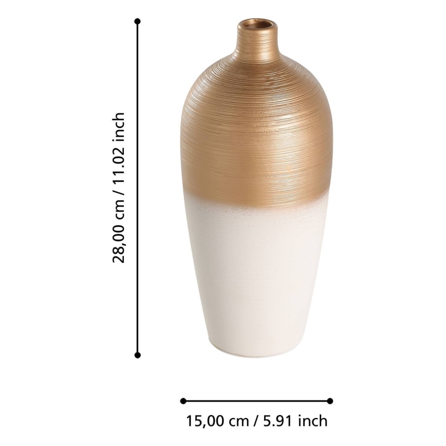 Eglo - Keramisk vase 28x15 cm hvid/guldfarvet