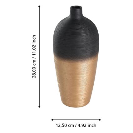 Eglo - Keramisk vase 28x12,5 cm sort/guldfarvet