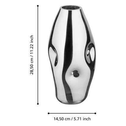 Eglo 421682 - Glasvase XIPORAI 28,5x14,5 cm i blank krom