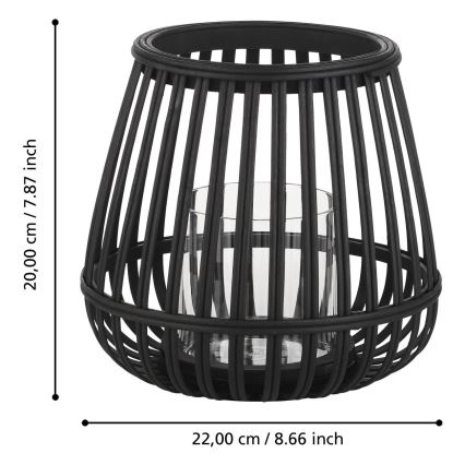 Eglo - Lysestage 20x22 cm sort/bambus