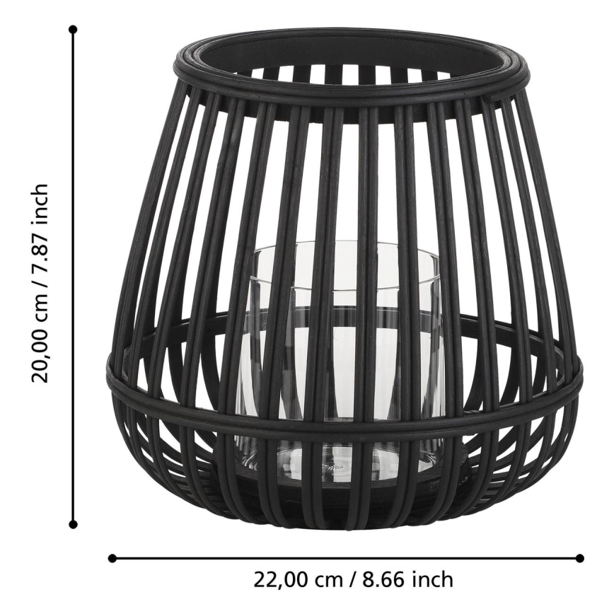 Eglo - Lysestage 20x22 cm sort/bambus