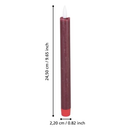 Eglo - LED stearinlys 2 stk. LED/1xAAA 24,5 cm rød