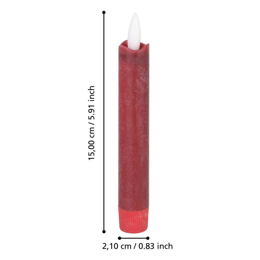 Eglo - LED stearinlys 2 stk. LED/1xAAA 15 cm rød