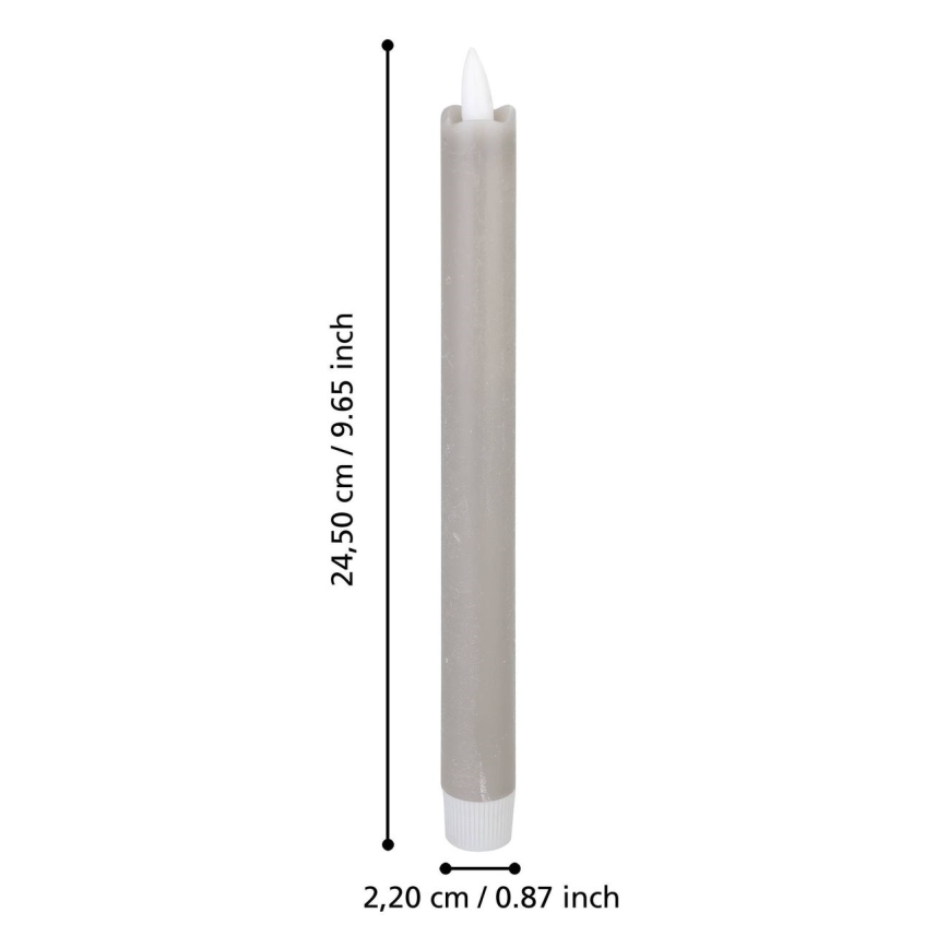 Eglo - LED stearinlys 2 stk. LED/1xAAA 24,5 cm grå