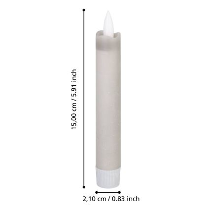 Eglo 422223 - LED stearinlys 2 stk. ANTANABE LED/1xAAA 15 cm grå