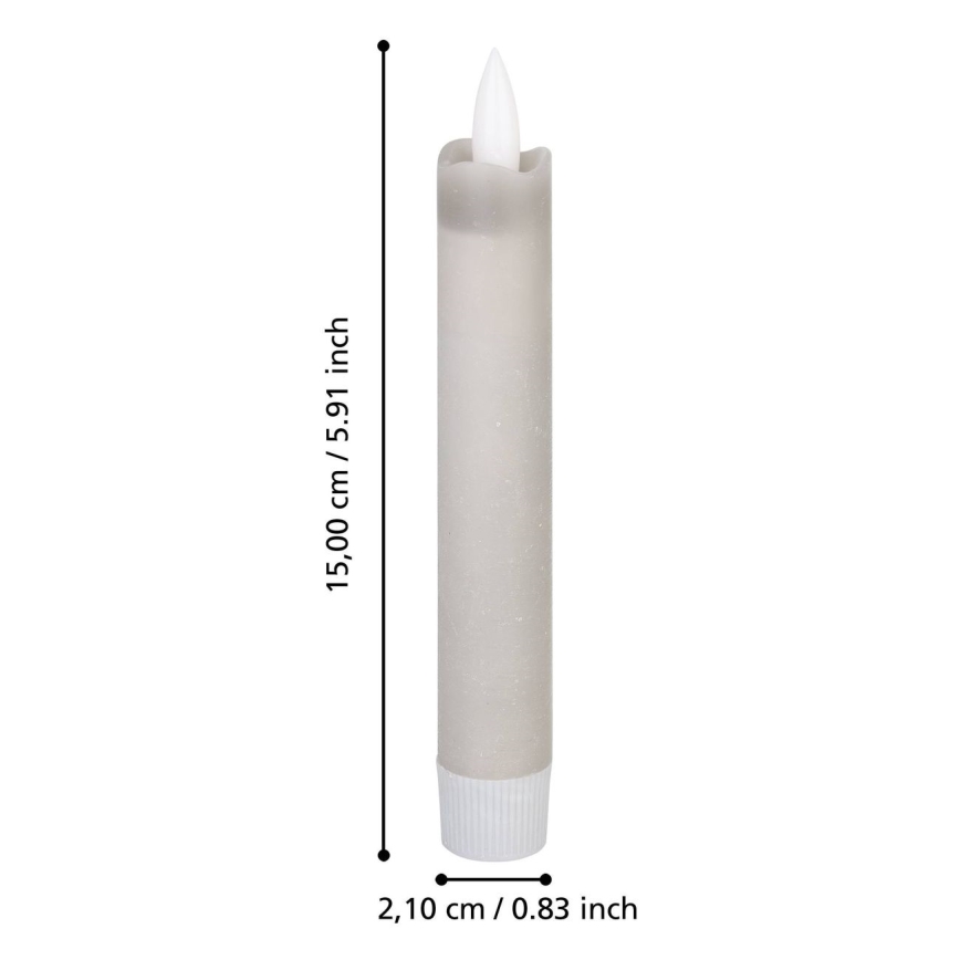 Eglo 422223 - LED stearinlys 2 stk. ANTANABE LED/1xAAA 15 cm grå
