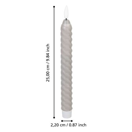 Eglo - LED stearinlys 2 stk. LED/1xAAA 25 cm grå