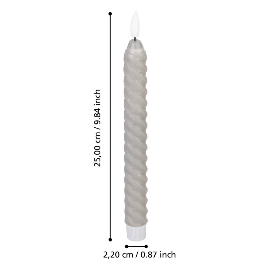 Eglo - LED stearinlys 2 stk. LED/1xAAA 25 cm grå