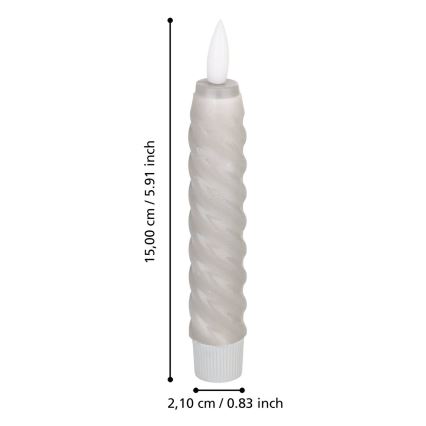 Eglo - LED stearinlys 2 stk. LED/1xAAA 15 cm grå