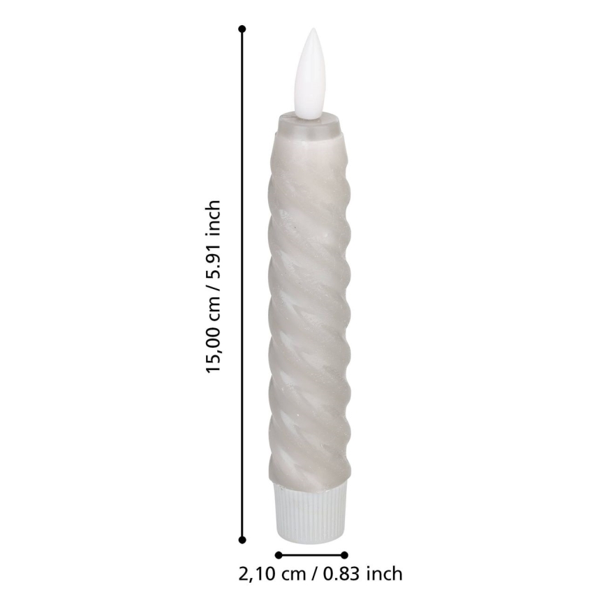 Eglo - LED stearinlys 2 stk. LED/1xAAA 15 cm grå