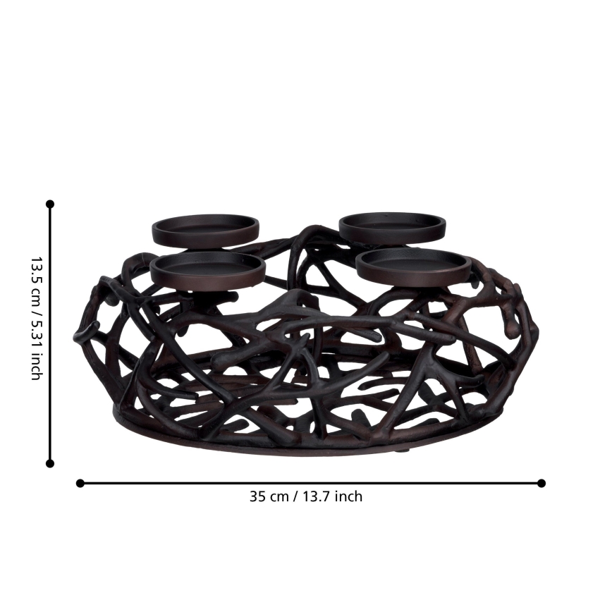 Eglo 422731 - Lysestage OROQUIETA 13,5 x 35 cm, brun