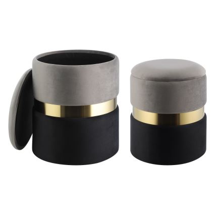 Eglo - SÆT 2x Taburet diameter 31,5/36 cm grå/sort/guldfarvet