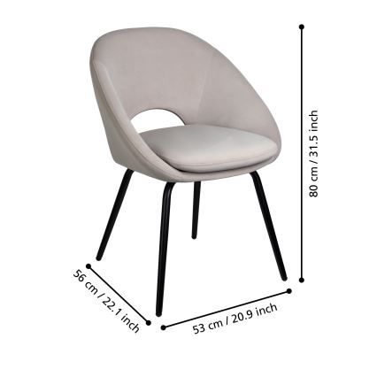 Eglo - Spisestol 80x56 cm grå