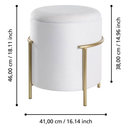 Eglo - Taburet 46x41 cm hvid/guldfarvet
