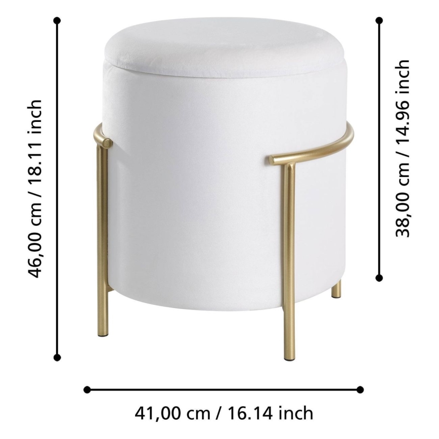 Eglo - Taburet 46x41 cm hvid/guldfarvet