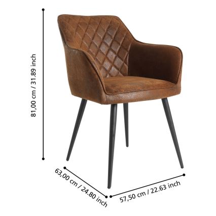 Eglo - Spisestol 81,5x63 cm brun