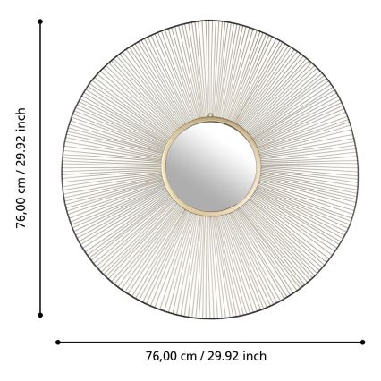 Eglo - Vægspejl diameter 76 cm guldfarvet/sort