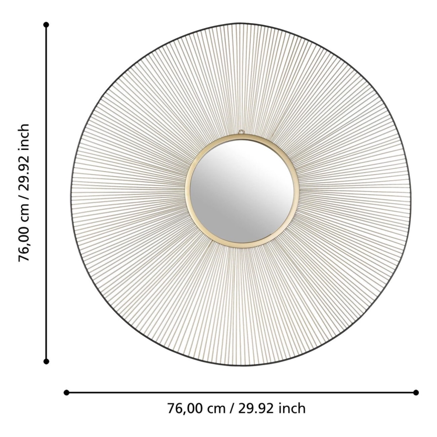 Eglo - Vægspejl diameter 76 cm guldfarvet/sort